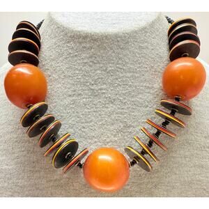 Vintage 1940s RARE Cherry Amber Butterscotch Bakelite & Wood Beaded Necklace